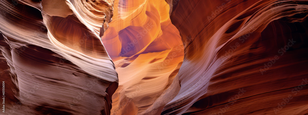 A close-up view inside the slot canyon smoothed rocks. - obrazy, fototapety, plakaty 