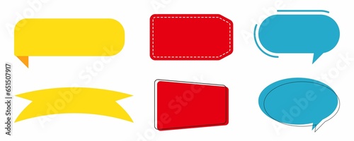 Minimalist quote poster set - Empty Tags in Multiple Color Variants to Choose. Color empty speech bubbles. Set of multicolored flat text boxes.