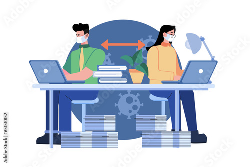 Office Employee At A Safe Social Distance