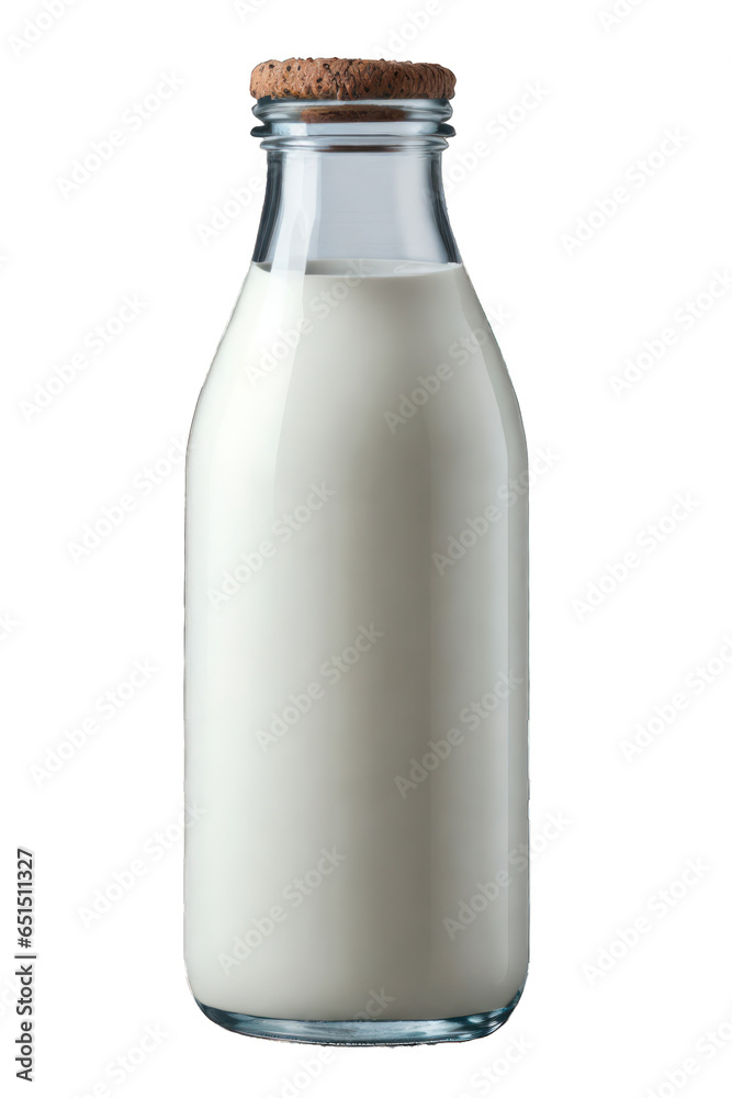 Glass milk bottle, Transparent background Glass milk bottle, Transparent background