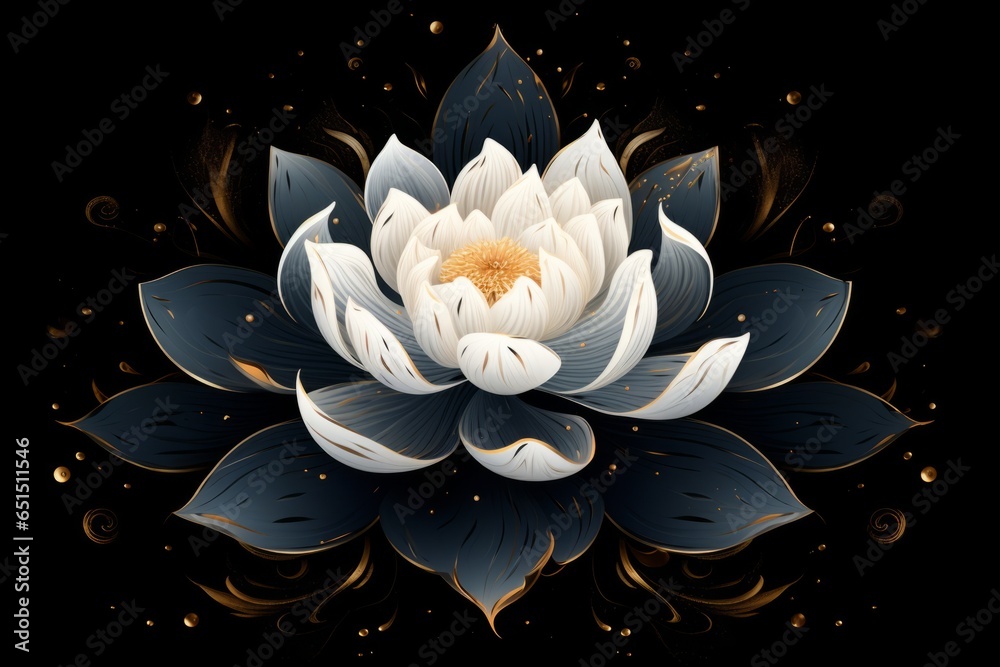 Abstract lotus flower, black background