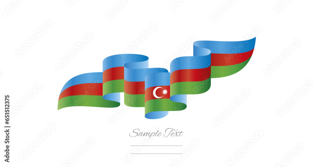 Azerbaijan light blue red green wavy flag ribbon concept design template. Premium Azerbaijani flag vector illustration design on isolated white background Azerbaijan light blue red green wavy flag ribbon concept design template. Premium Azerbaijani flag vector illustration design on isolated white background