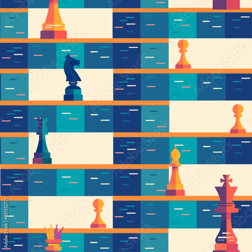 Seamless chess pattern. Blue check background.
