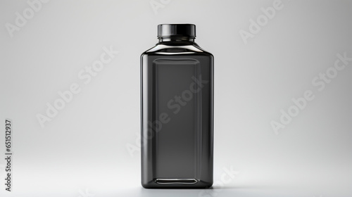 Grey Motor Oil Bottle on Clean White Background
