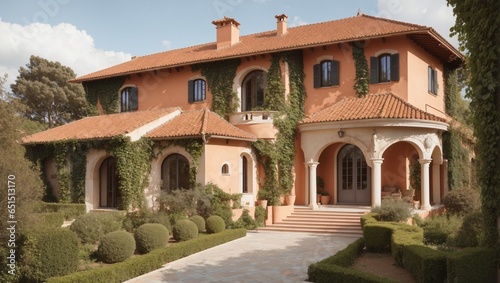 A European villa with a terracotta roof