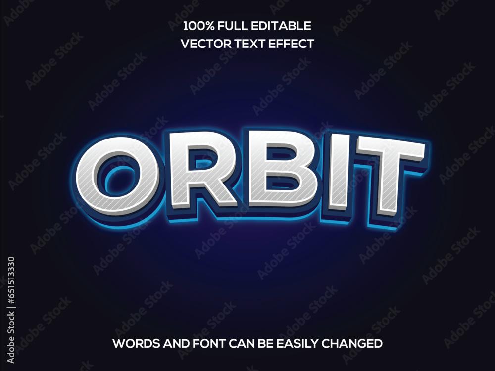 Orbit 3d Editable text effect vector
