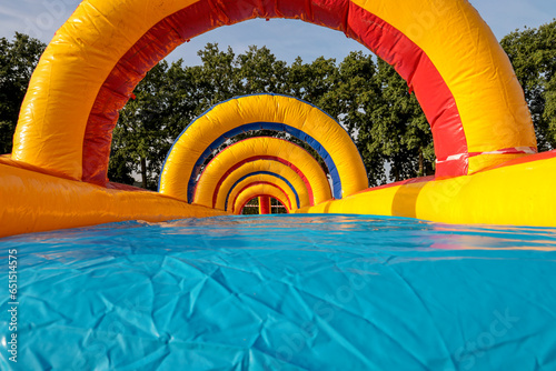 View through a belly slide inflatable cushion.