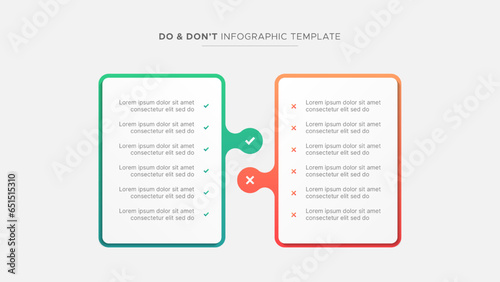 Dos and Don'ts, Pros and Cons, VS, Versus Comparison Infographic Design Template	