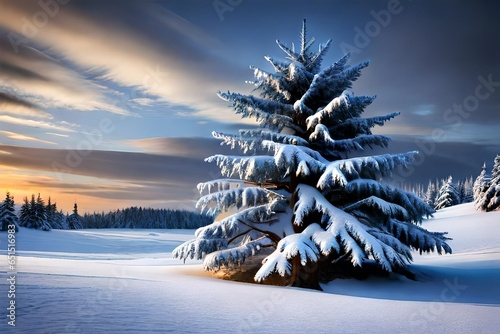 christmas tree in snow © Image Studio