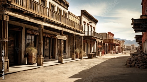 Enchanting View of a Wild West Town Street. A Peek into the Old Western Frontier