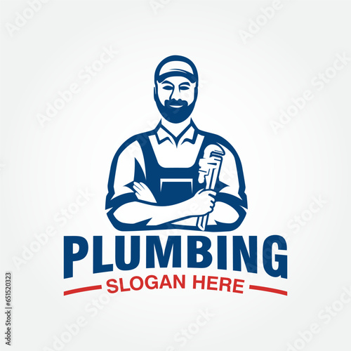 plumbing logo design vector template, plumber logo design