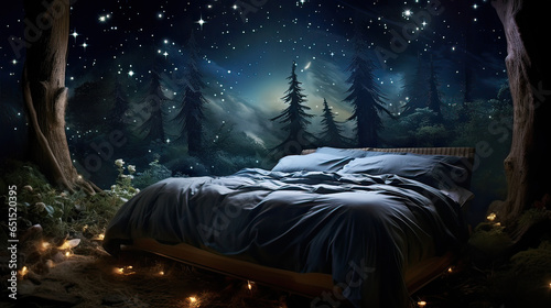 Pristine wonderland under a duvet of starry night. AI generative