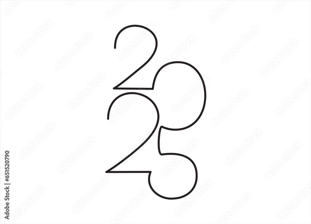 2025 year. Continuous one line drawing 2025 sign. Vector illustration. Stock Vector Adobe Stock