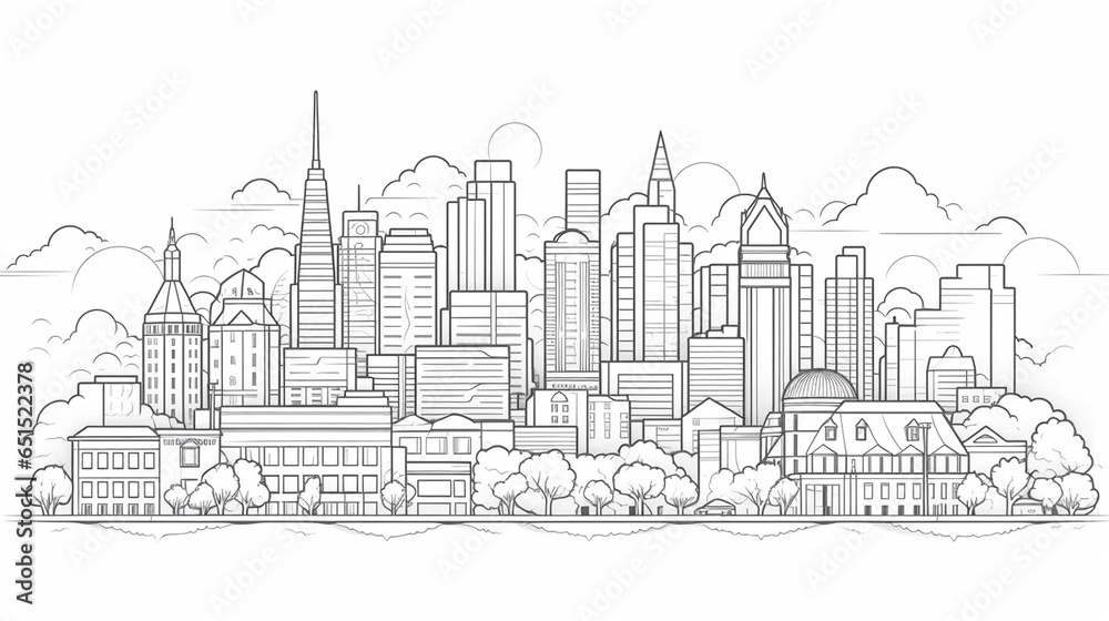 City scene concept, cartoon style