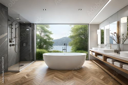 modern bathroom with bathtub