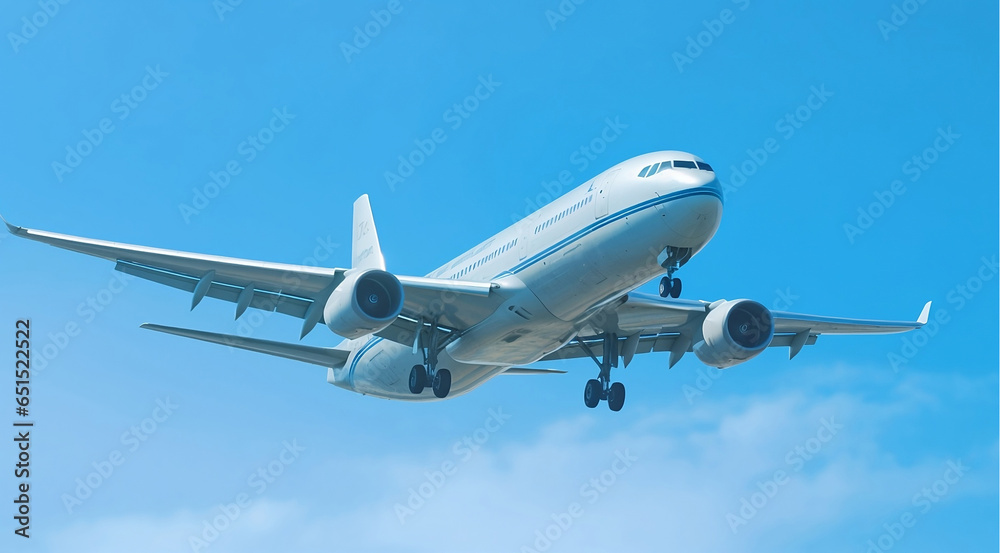 Obraz premium A plane in the sky travel concept digitally generated image.