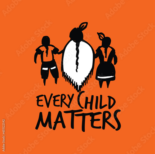 Every Child Matters. National Day for Truth and Reconciliation. Orange T-Shirt Day. 30th September. Vector Illustration.