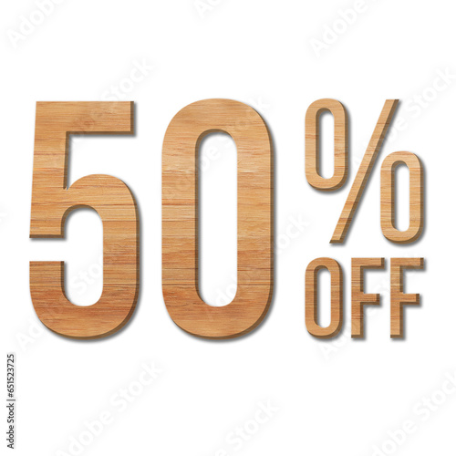 50 Percent Discount Offers Tag with Wood Style Design