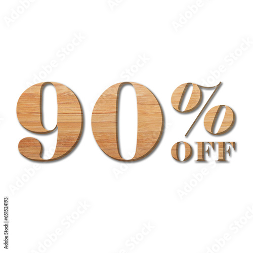 90 Percent Discount Offers Tag with Wood Style Design