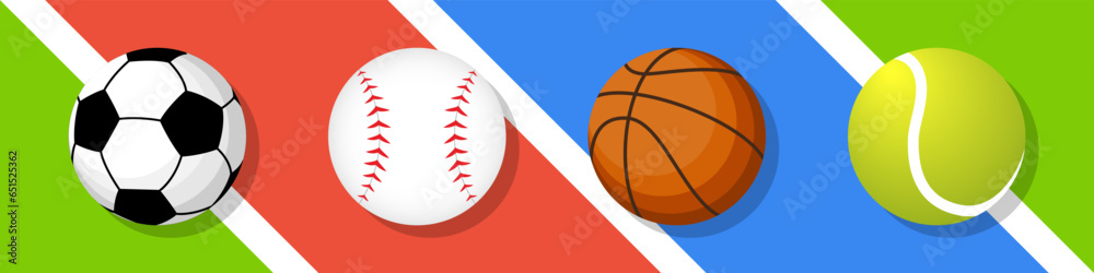 Collection of 3d sport balls collection vector illustration Sport and recreation for healthy life style concept