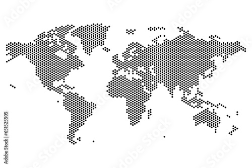 World map in the design of points of hexagons. Planet Earth background banner. All the continents of the world in one picture vector