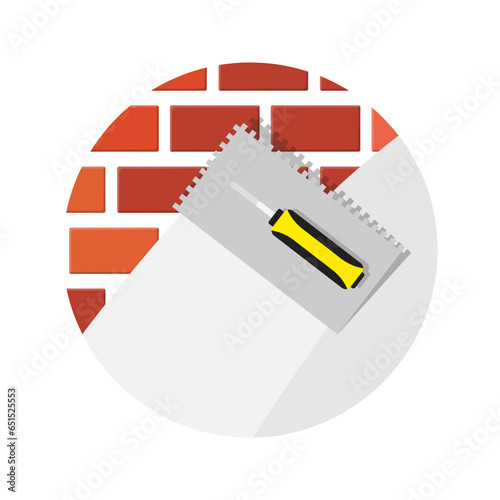 Plastering wall icon brick wall plastering services vector illustration