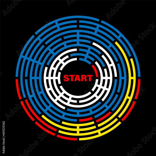 Round labyrinth maze game, find your path illustration vector