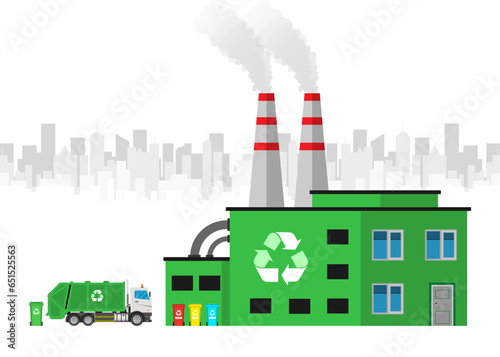 Recycling garbage station garbage truck Recycling Ecology Process vector