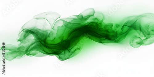 Natural Green Smoke in a Clean Environment, Fresh Green Smoke Clouds on a White Canvas Ai Generative