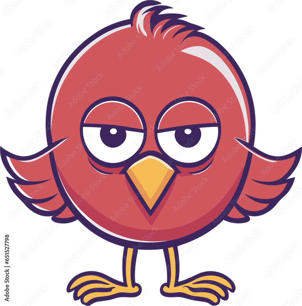 Obraz premium Angry red bird vector character in cartoon style