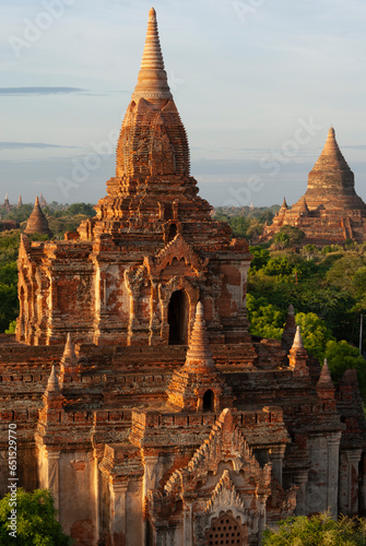 View at the temples of Bagan during sunrise  Bagan  Myanmar  Asia