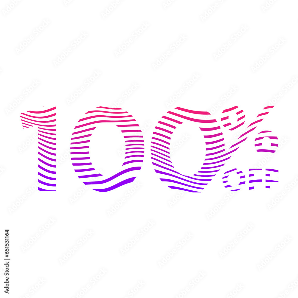 Fototapeta premium 100 Percent Discount Offers Tag with Waves Style Design