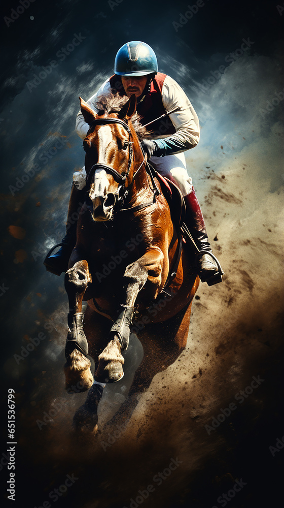 Fototapeta premium cavalo forte pulando obstáculo 