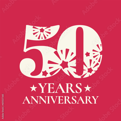 50 years anniversary vector icon, logo. Design element with number