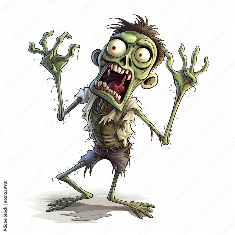Fototapeta premium artoon zombie isolated on white