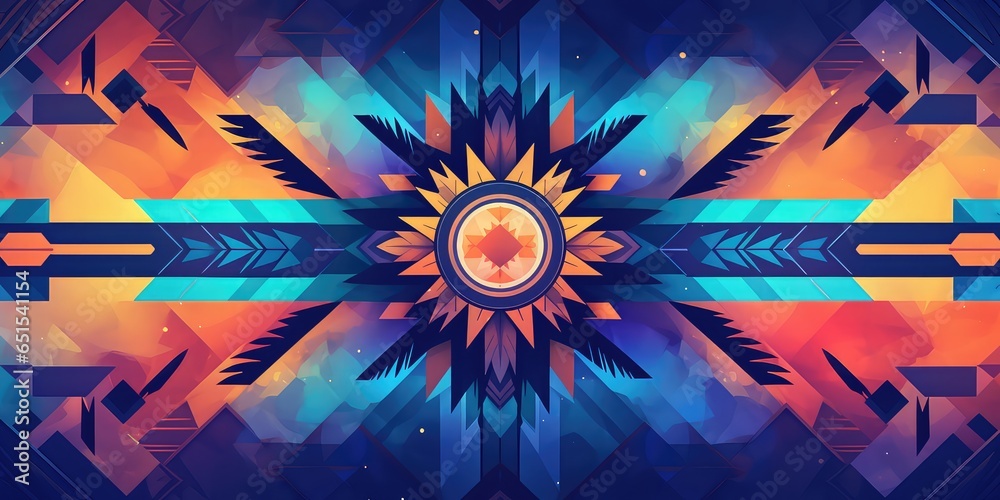 Background with tribal elements for National Native American Heritage Month november or Indigenous peoples day, reminder of historical and cultural event - obrazy, fototapety, plakaty 