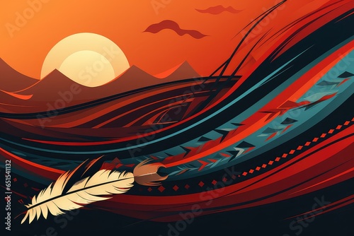 Background with tribal elements for National Native American Heritage Month november or Indigenous peoples day, reminder of historical and cultural event