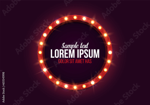 Shining retro billboard. Vintage bright sign board for your design. Vector illustration.