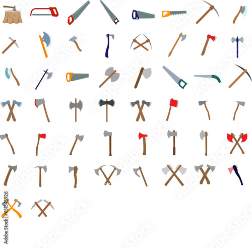 Tree Axe Wood Base Cutters Clipart - Digital Vector Art Pack - instant Download
