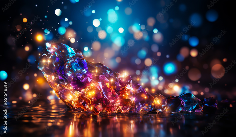 Abstract Christmas background with lots of light, shine and color for New Year's Eve greeting card. AI generated