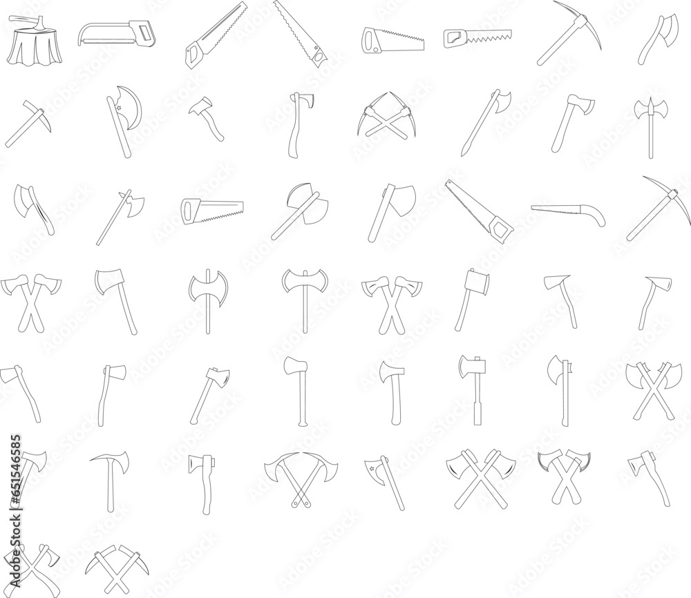 Tree Axe Wood Base Cutters Clipart - Digital Vector Art Pack - instant Download
