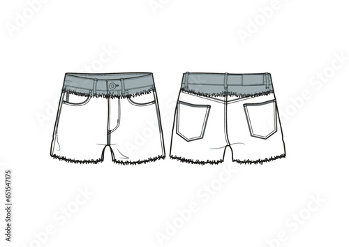 frayed colour block shorts  (ID: 651547175)