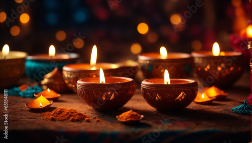 Beautiful Diwali Diya Decoration with color Banner