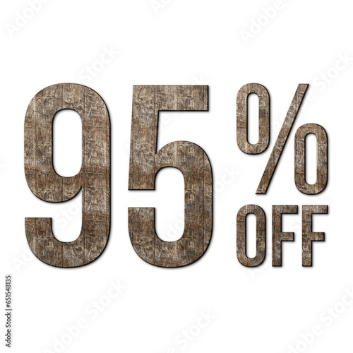 95 Percent Discount Offers Tag with Old Walnut Wood Style Design