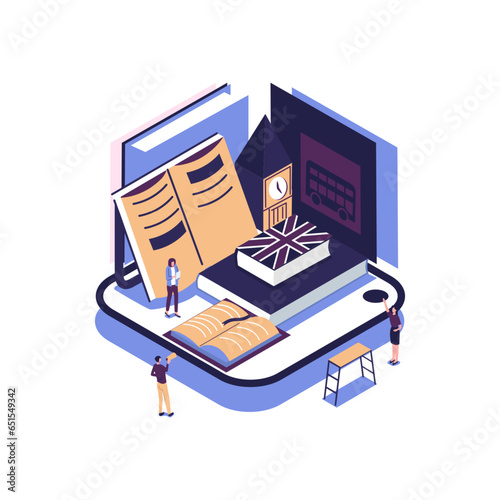 school subject english flat style isometric illustration vector design