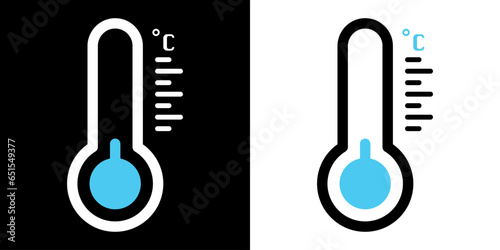 Thermometer illustration. Vector thermometer showing the temperature. Thermometer vector icon.