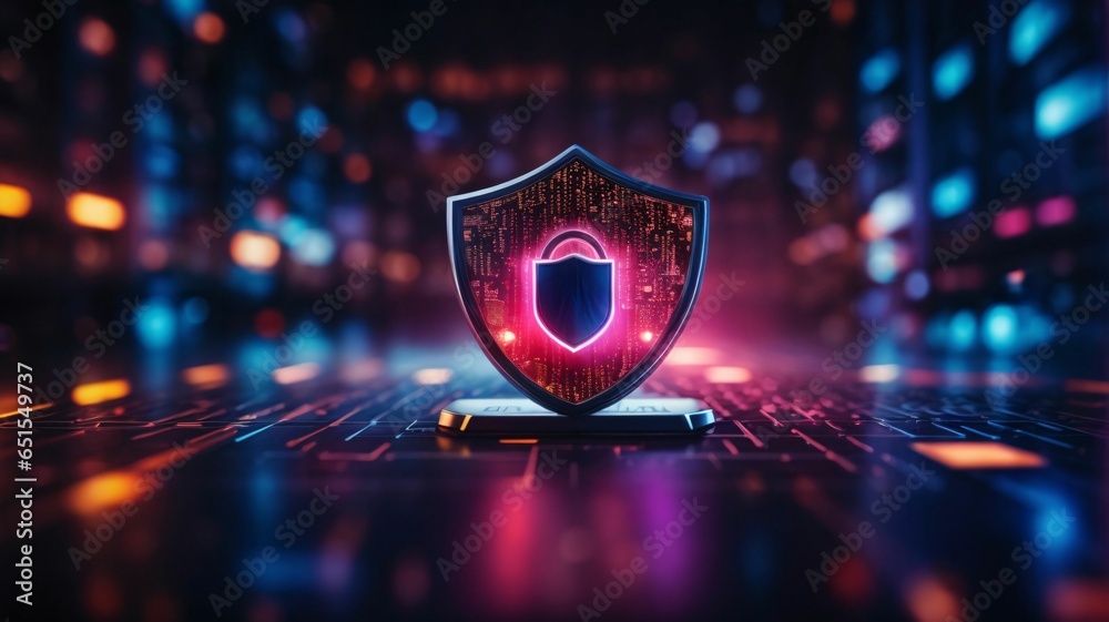Cyber ​​security and data protection, internet network security, protect business and financial transaction data from cyber attack, user private data security encryption	 - obrazy, fototapety, plakaty 
