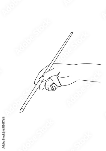 hand with paint brush lineart