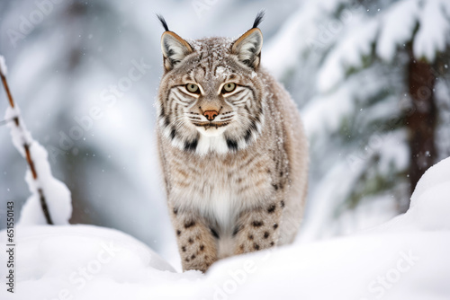 Red lynx in winter in the wild © Veniamin Kraskov