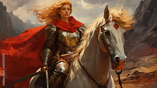beldade Mulher guerreira com seu cavalo  photo